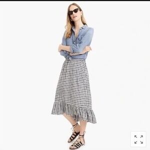 J Crew dark navy gingham skirt